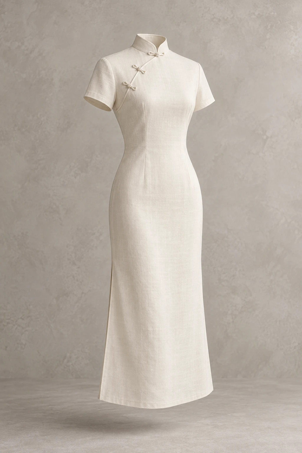 Porcelain Porcelain Day Midi Qipao, short sleeves, gently fitted silhouette